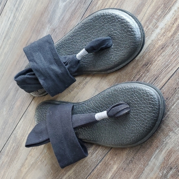 Sanuk Yoga sling flip flop thong sandals textile Strappy shoes sz 9 - Picture 2 of 9